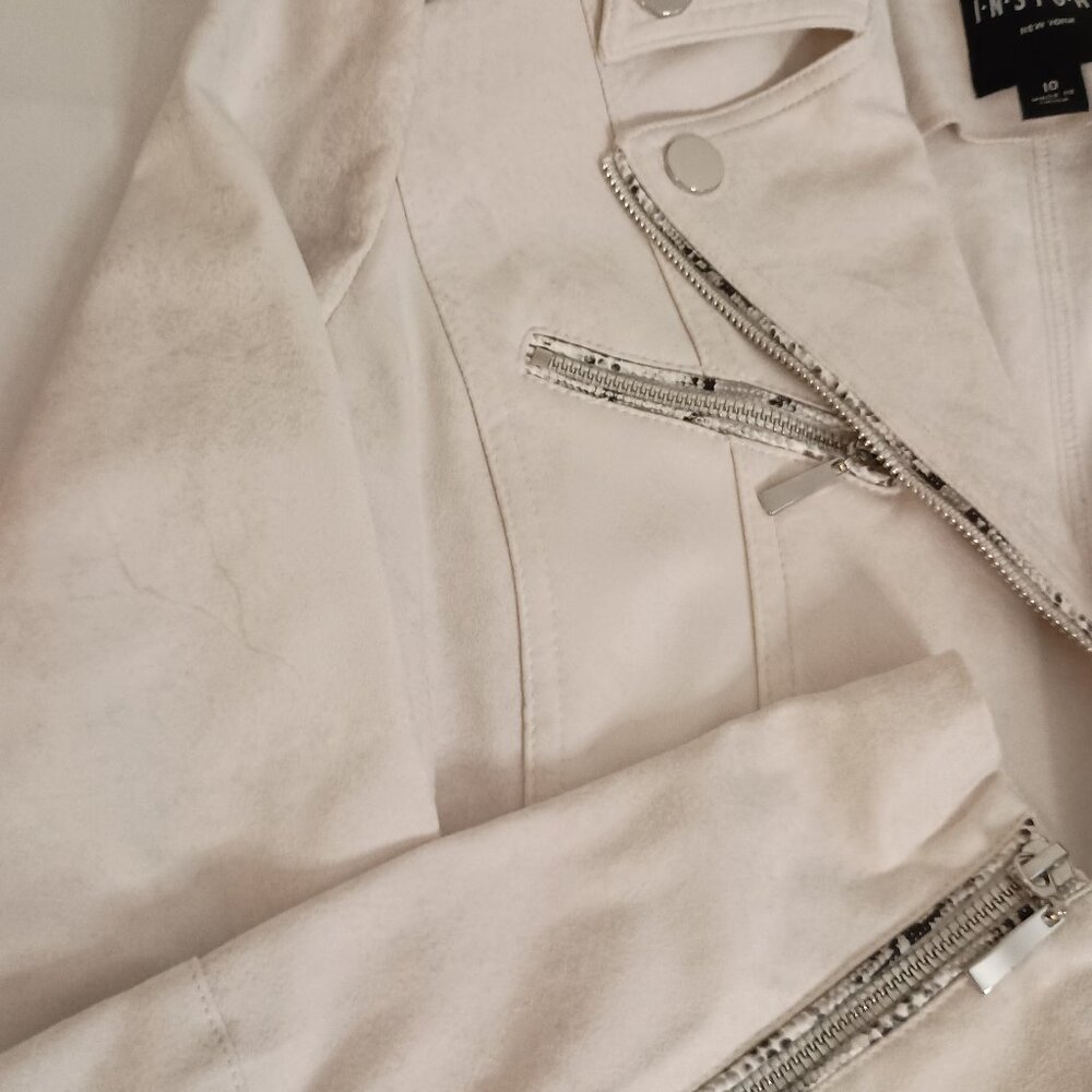 Insight Off White Faux Suede Moto Jacket Womens 10 - Picture 7 of 16